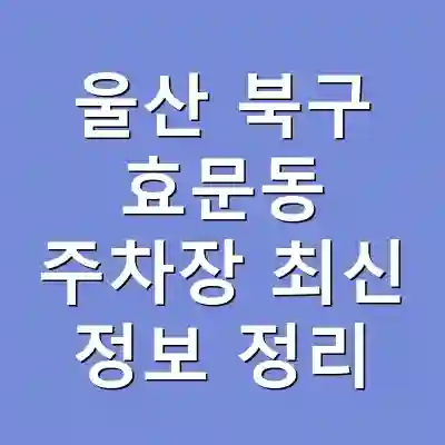 울산 북구 효문동 주차장 최신 정보 정리